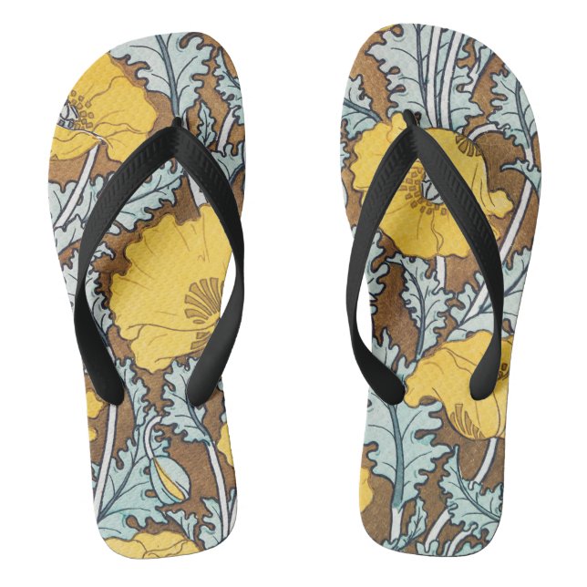 Mohndarstellung, gelbe Blume Flip Flops (Fußbett)