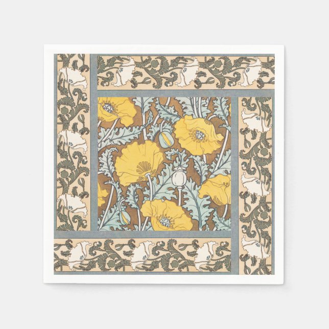 Mohndarstellung, gelbe Blume Serviette (Vorderseite)