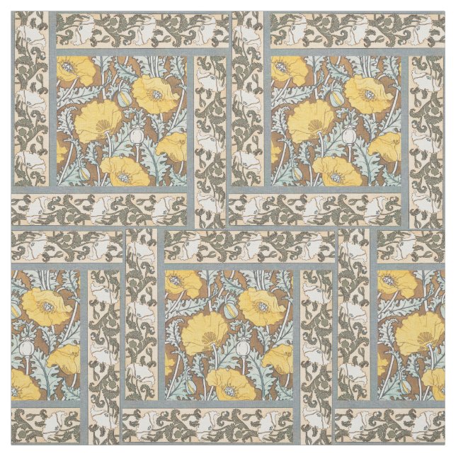 Mohndarstellung, gelbe Blume Stoff (Muster)