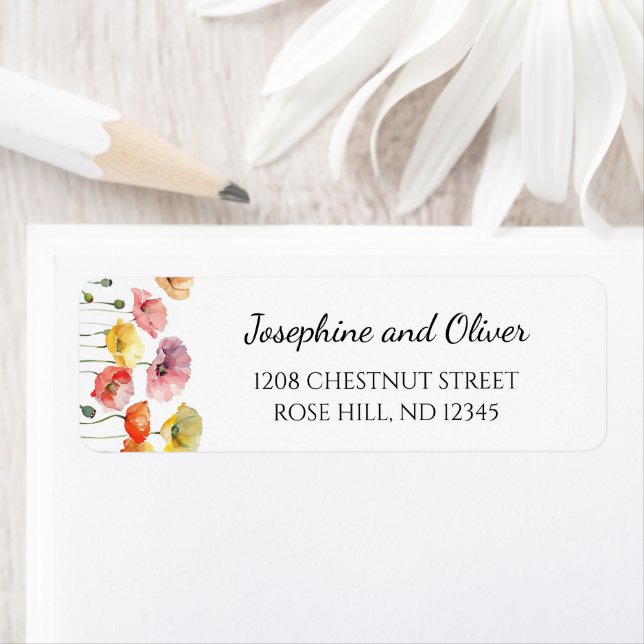 Mohnfarbene Blume Hochzeitsaufkleber (Insitu)