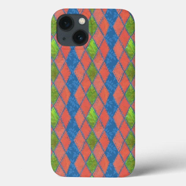Mohnfarbene Faux-Patchwork-iPad-Hülle Case-Mate Hü iPhone Hülle (Rückseite)