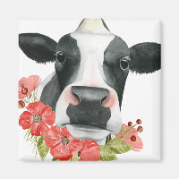 Mohnfarm - Kuh mit Blume