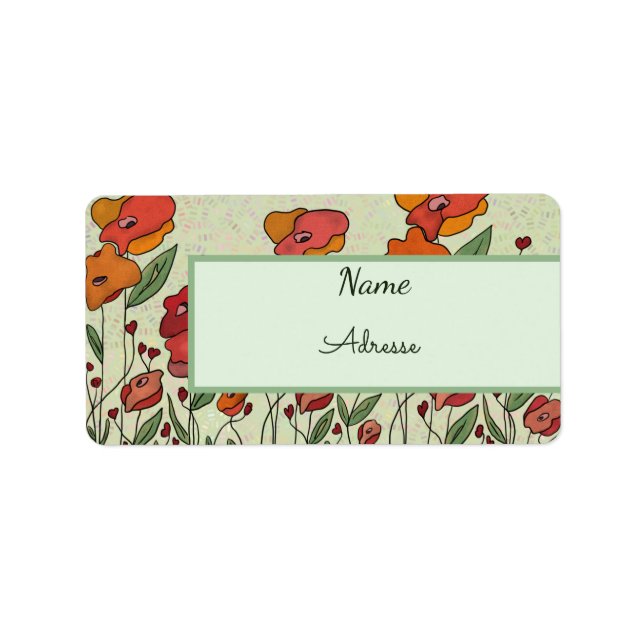 Mohnfeld Adressaufkleber (Vorne)