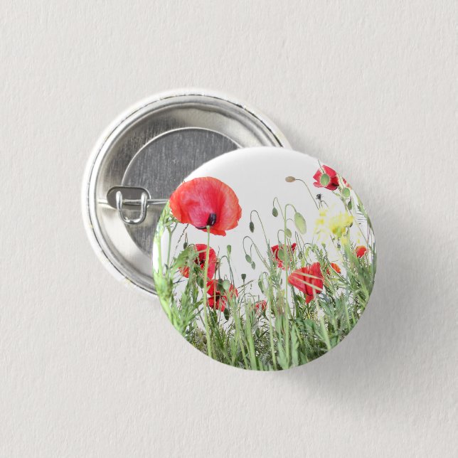 Mohnfeld Die Natur blüht Blume Button (Vorne & Hinten)