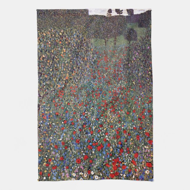 Mohnfeld, Gustav Klimt Geschirrtuch (Vertikal)