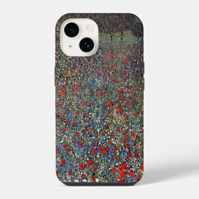 Mohnfeld, Gustav Klimt iPhone Hülle (Rückseite)