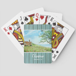 Mohnfeld Landschaft Wasserfarben Malerei Spielkarten