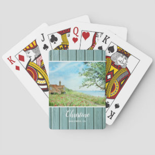 Mohnfeld Landschaft Wasserfarben Malerei Spielkarten