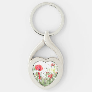 Mohnfeld Natur blüht Blume Schlüsselanhänger