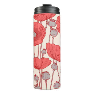 Mohnfeld-Tanz: Nahtlose Blumen-Rhapsodie Thermosbecher