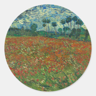 Mohnfeld - Vincent van Gogh Runder Aufkleber