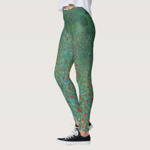 Mohnfeld von Gustav Klimt, Vintage Art Nouveau Leggings
