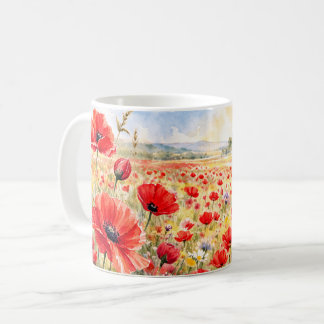 Mohnfeld - Wasserfarben-Mohn Kaffeetasse