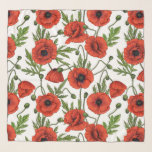 Mohngarten in Korallen und Braun Schal<br><div class="desc">Rote Mohnblumen,  nahtlos handbemalt mit Alkoholmarkierungen</div>