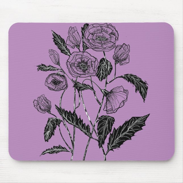 Mohnmaus - Benutzerdefinierte Farben - Lila Mousepad (Vorne)