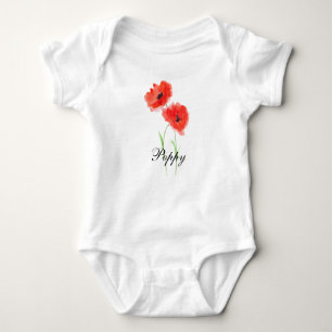 Mohnrote Blumenaquarell-Mohn-Body für Babys Baby Strampler