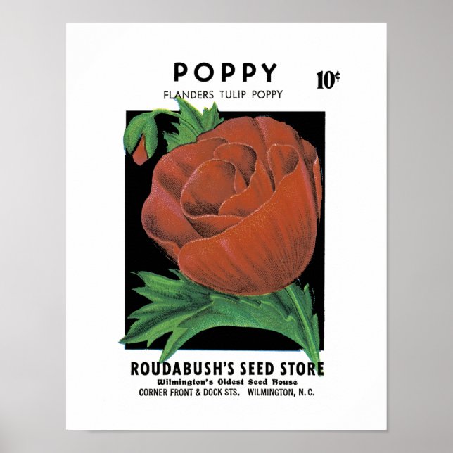 Mohnsamen-Päckchen-Etikett Poster (Vorne)