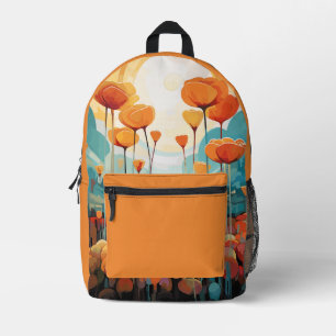 Mohnsonne orange mit individuellem Namen Bedruckter Rucksack