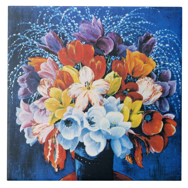 Moise Kisling, Tulpenstrauß, Fliese (Vorderseite)