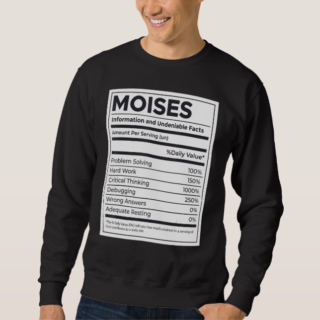 Moises Nährwertinformation Problem lösen Harte Sweatshirt (Vorderseite)