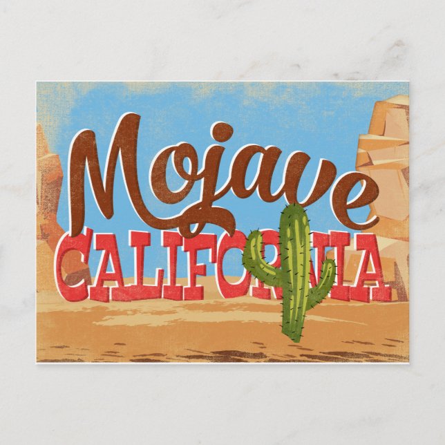 Mojave California Cartoon Wüste Vintage Travel Postkarte (Vorderseite)