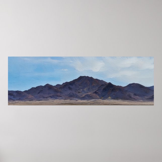 Mojave Valley and Mountain Range Impressionist Art Poster (Vorne)