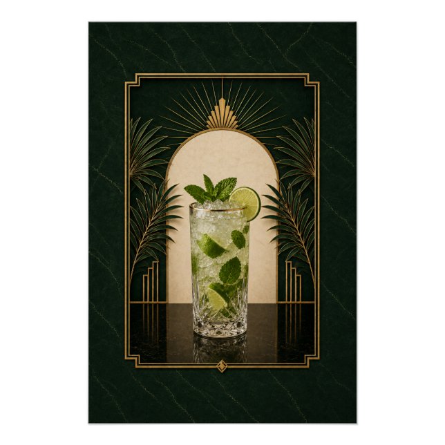 Mojito Art Deco Poster | Bar Kunst (Vorderseite)