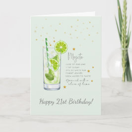 Mojito Cocktail 21. Happy Birthday Card Karte
