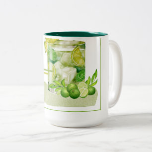 Mojito-Cocktail-Aquarell-Kunst Zweifarbige Tasse