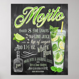 Mojito Cocktail Chalkboard Rezept Poster
