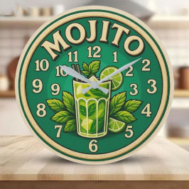 Mojito cocktail Drink Modern Große Wanduhr