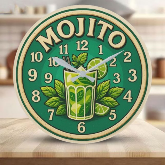 Mojito cocktail Drink Modern Große Wanduhr (Von Creator hochgeladen)