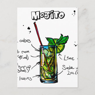 Mojito Cocktail Rezept Postkarte