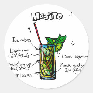Mojito Cocktail Rezept Runder Aufkleber