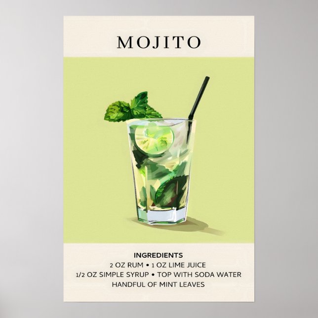 Mojito Cocktailgemälde Poster (Vorne)