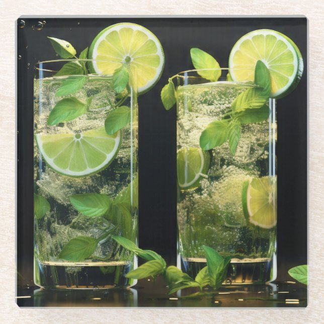 Mojito Cocktails Glasuntersetzer (Vorderseite)