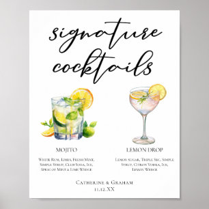Mojito Lemon Drop Summer Signature Cocktails Menü Poster