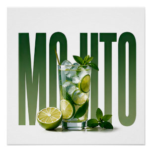 Mojito Luxus-Cocktail-Editorial-Grafik Poster