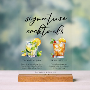 Mojito Mai Tai Rum Signature-Cocktails Hochzeit Acrylschild