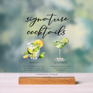Mojito Margarita Hochzeits-Signature-Cocktails-Men Acrylschild