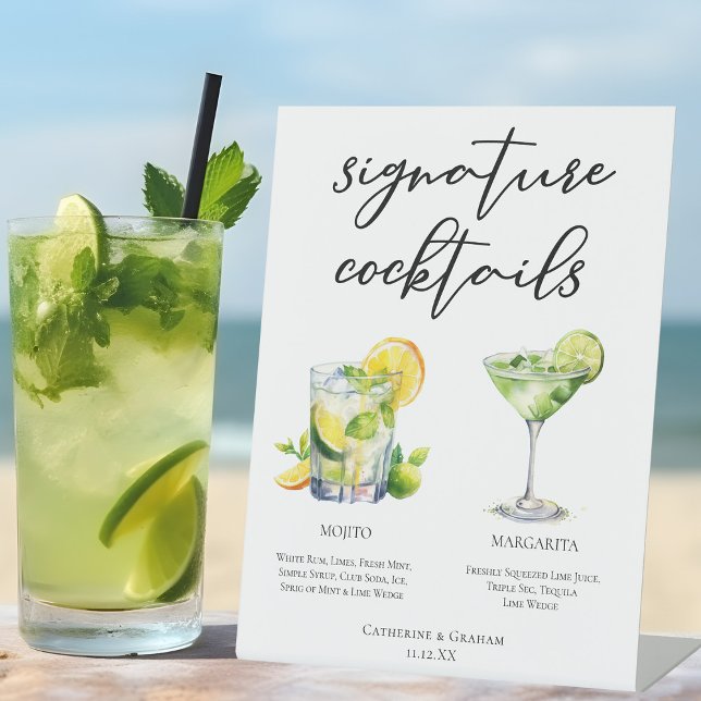 Mojito Margarita Unterschrift Cocktails Hochzeitsm Sockelschild (Von Creator hochgeladen)