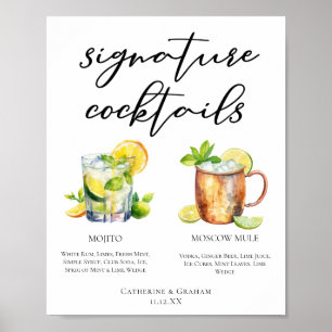 Mojito Moskau Mule Signature Cocktails Menü Poster