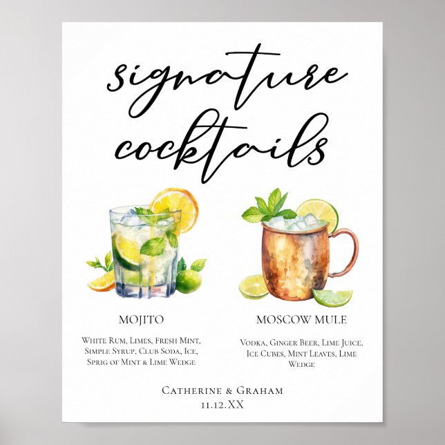 Mojito Moskau Mule Signature Cocktails Menü Poster (Vorne)