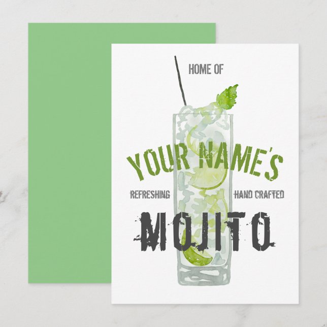 Mojito Personalisiert Einladung (Vorne/Hinten)