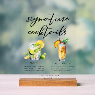 Mojito Piña Colada Cool Signature-Cocktails-Menü Acrylschild