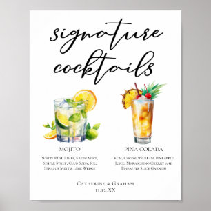 Mojito Piña Colada Unterschrift Cocktails Menü Poster