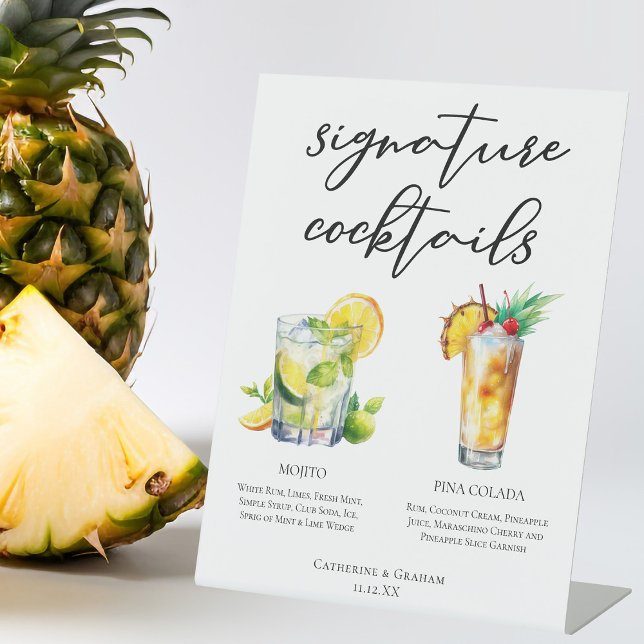 Mojito Piña Colada Unterschrift Cocktails Menü Sockelschild (Von Creator hochgeladen)