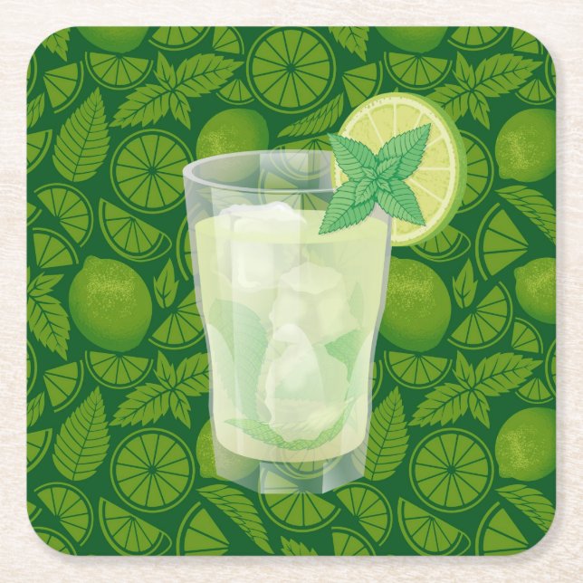 Mojito Rechteckiger Pappuntersetzer (Vorderseite)