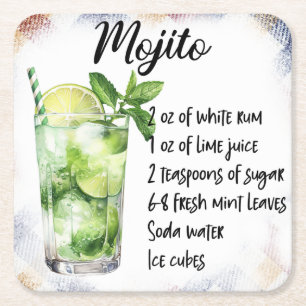 Mojito Rechteckiger Pappuntersetzer