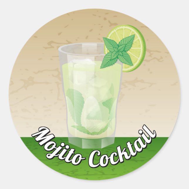 Mojito Runder Aufkleber (Vorderseite)